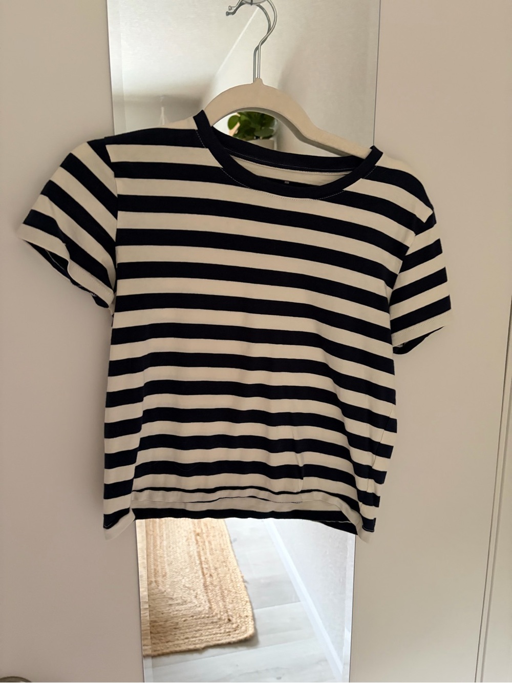 Everlane Navy and White Striped Crewneck Tee